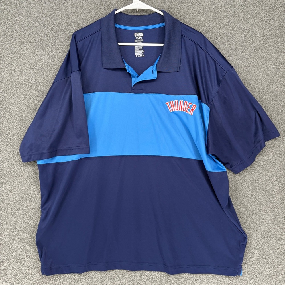 NBA Oklahoma City Thunder Mens 3XL Blue Colorblock Short Sleeve Polo Shirt